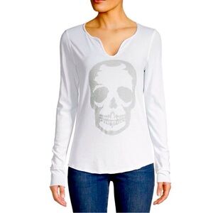 Zadig & Voltaire (szL) Tunisien Skull Glitter print L/S T-shirt - white